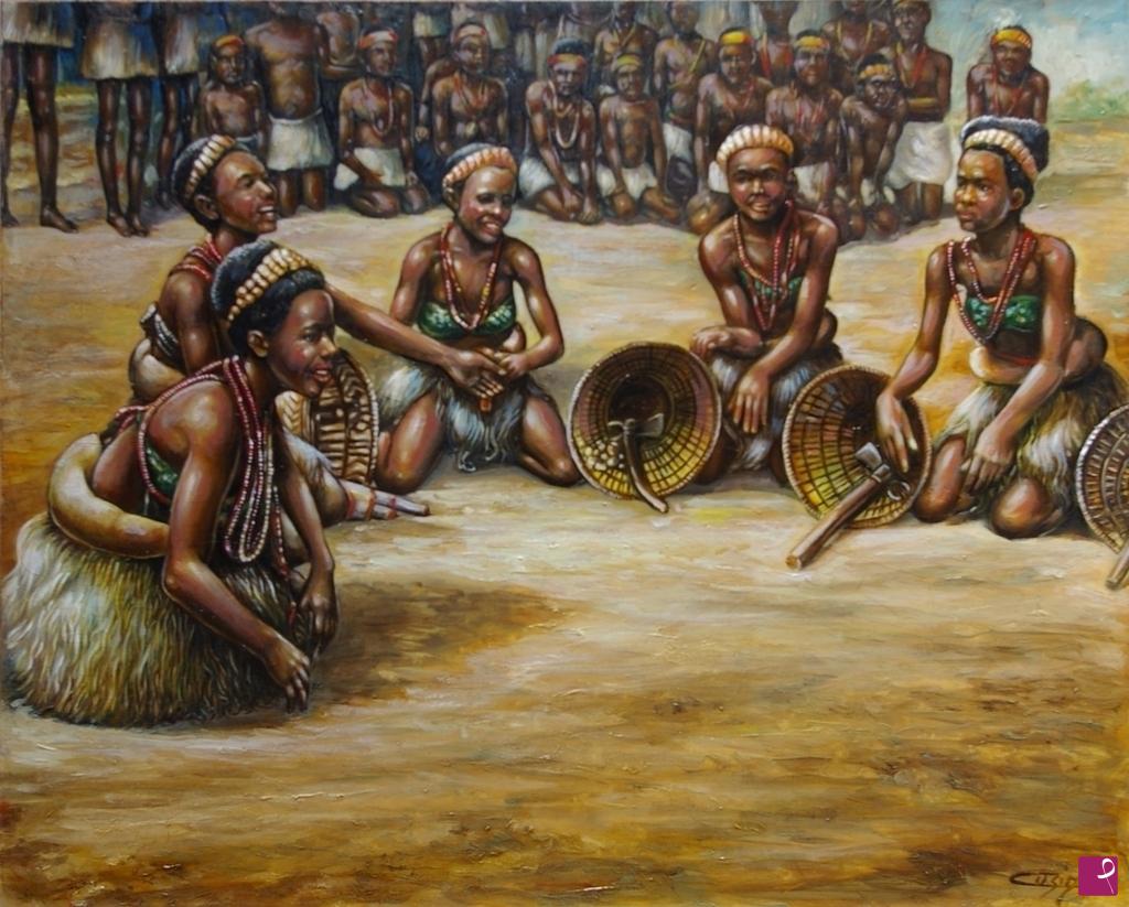 quadri in vendita online - 1003VVC      DANZATORI AFRICANI, CONGO