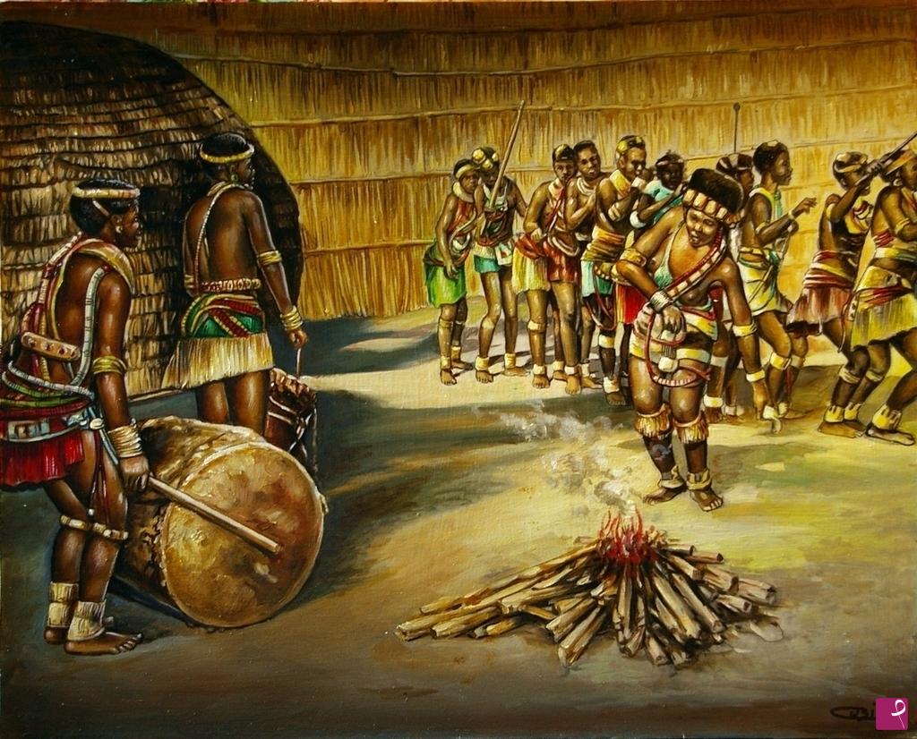 quadri in vendita online - 1017VVC       DANZATORI AFRICANI, ZULU