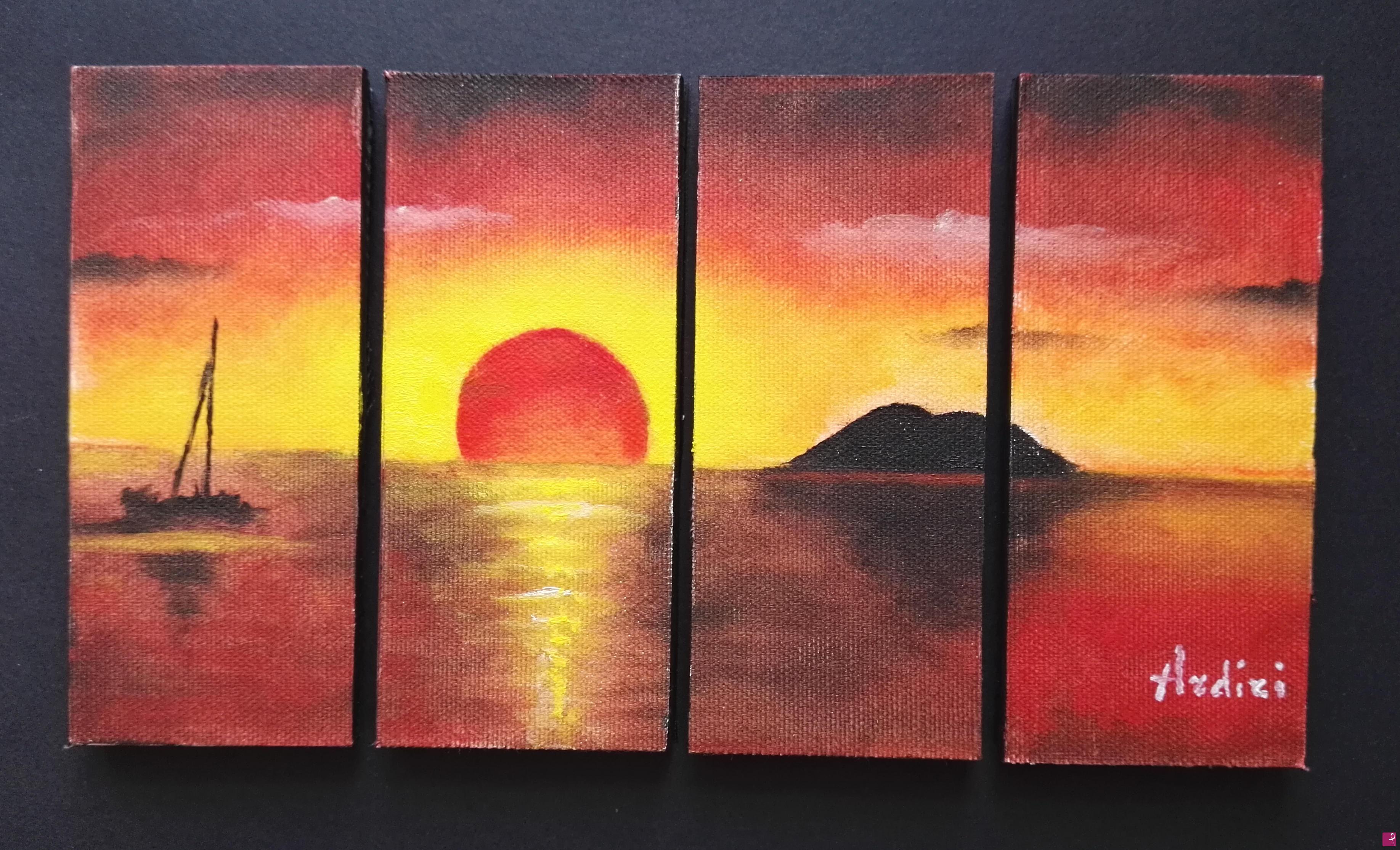 quadri in vendita online - 1040 - STROMBOLI AL TRAMONTO