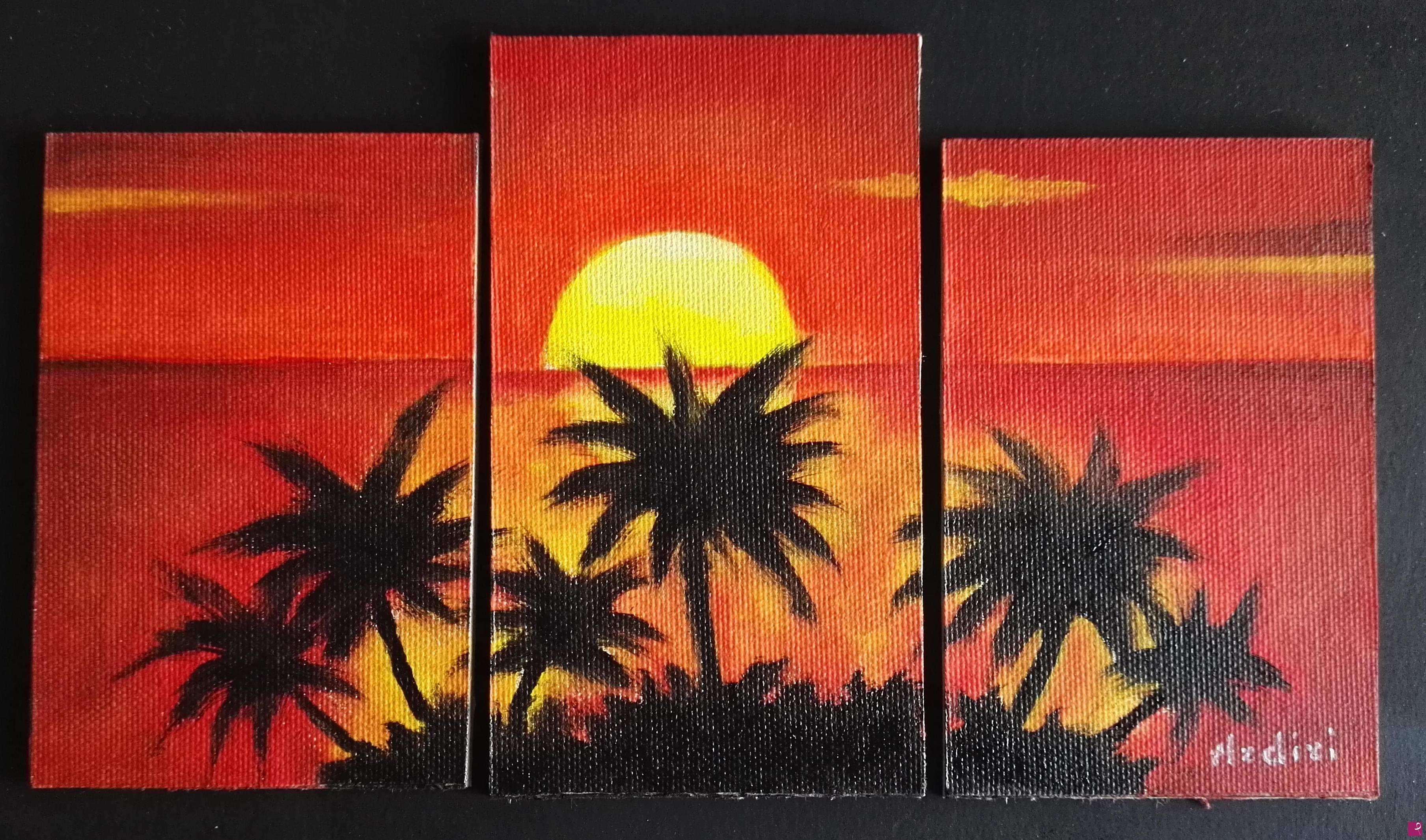 quadri in vendita online - 1042 - TRAMONTO CON PALME