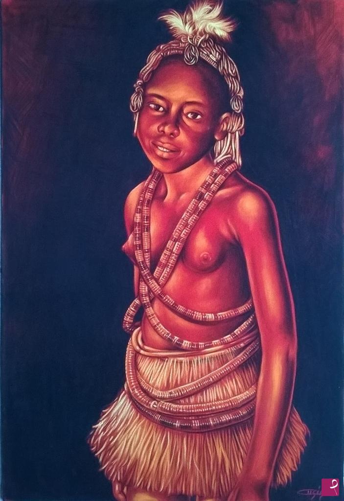 quadri in vendita online - 1052VVC 	Giovane Danzatrice del Congo,   