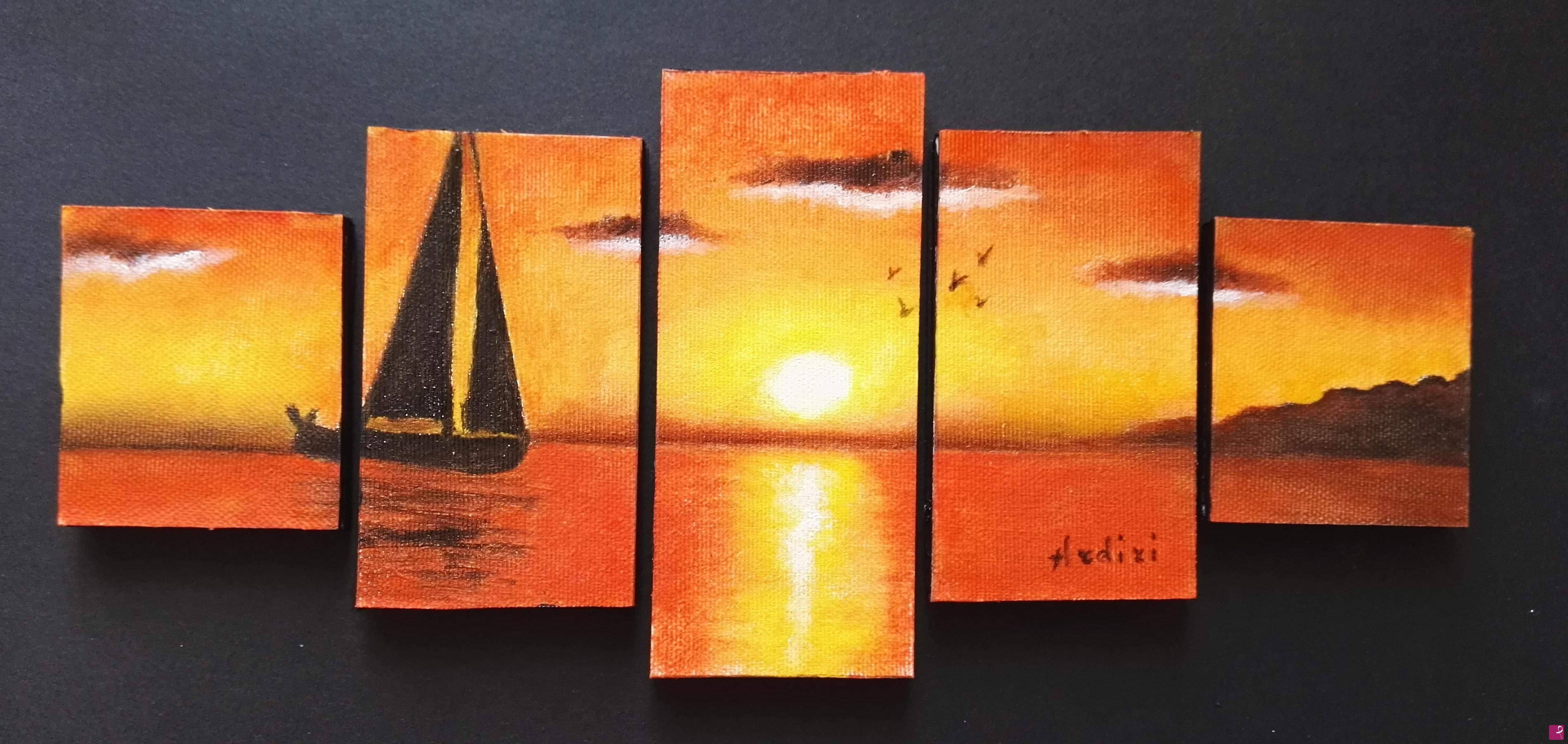 quadri in vendita online - 1058 - TRAMONTO CON BARCA