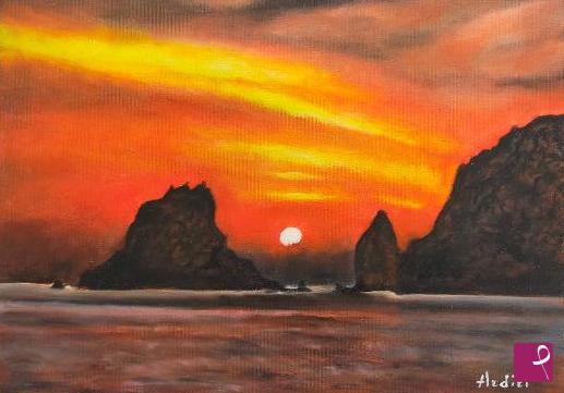 quadri in vendita online - 1138 - TRAMONTO IN SICILIA: ACITREZZA