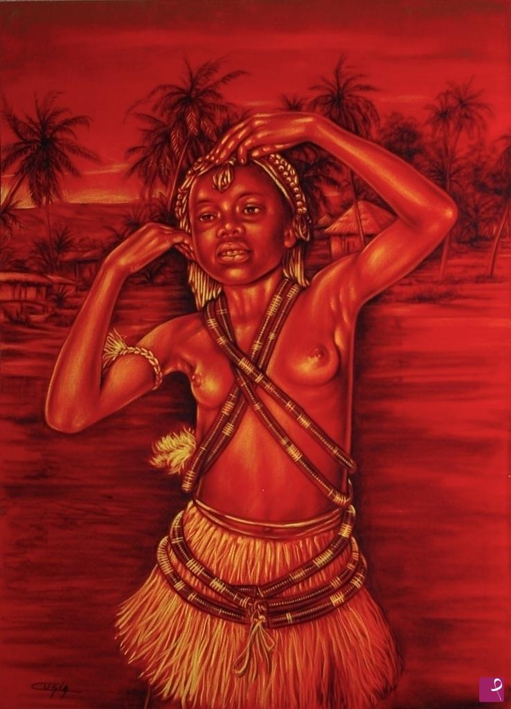 quadri in vendita online - 1138       PICCOLA DANZATRICE CONGOLESE