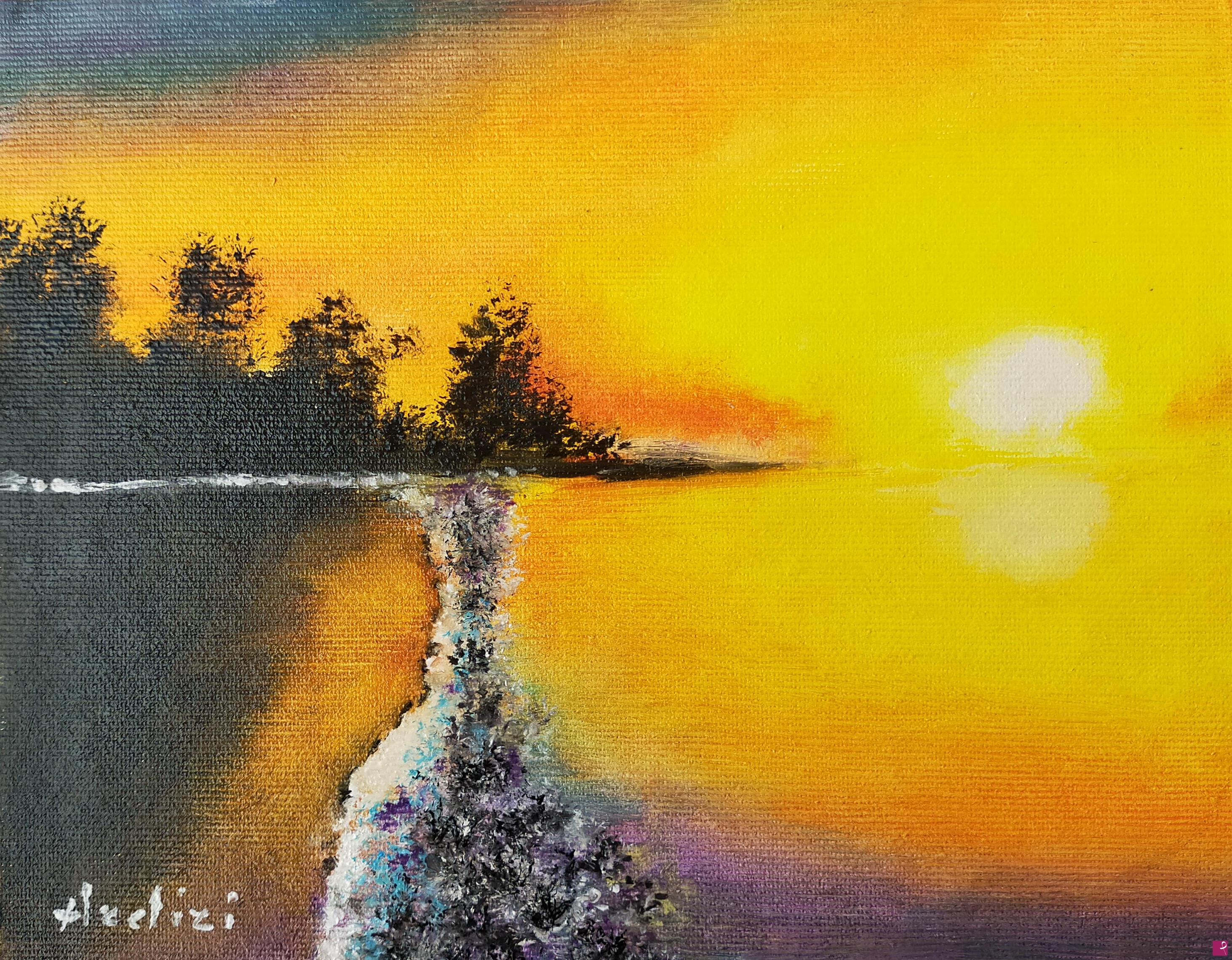 quadri in vendita online - 1155 - TRAMONTO SUL FIUME