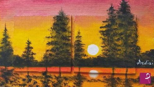 quadri in vendita online - 1255 - TRAMONTO SUL LAGO