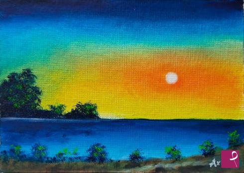 quadri in vendita online - 1274 - TRAMONTO SUL LAGO