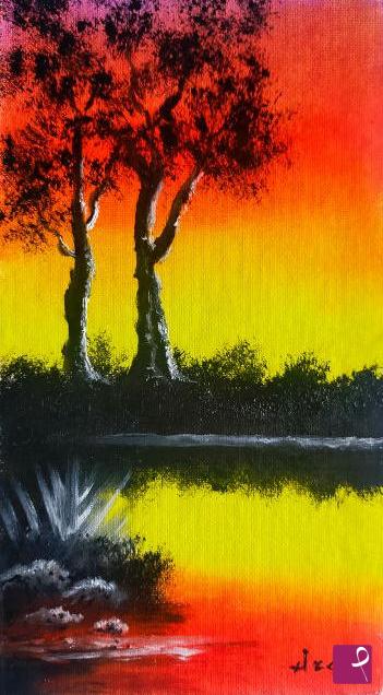 quadri in vendita online - 1306 - TRAMONTO SUL LAGO