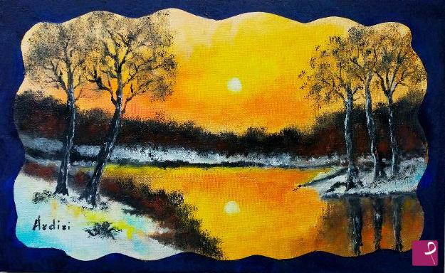 quadri in vendita online - 1316 - TRAMONTO SUL LAGO