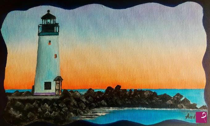 quadri in vendita online - 1323 - FARO AL TRAMONTO