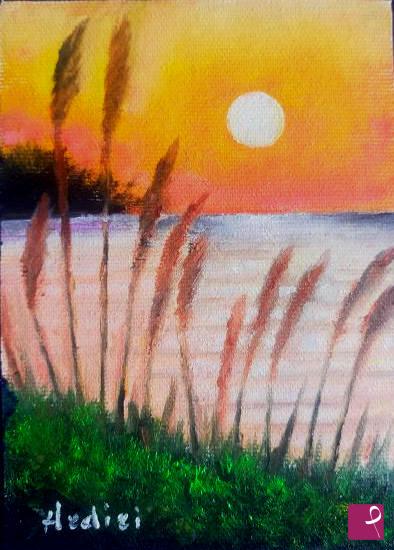 quadri in vendita online - 1335 - TRAMONTO SUL LAGO 