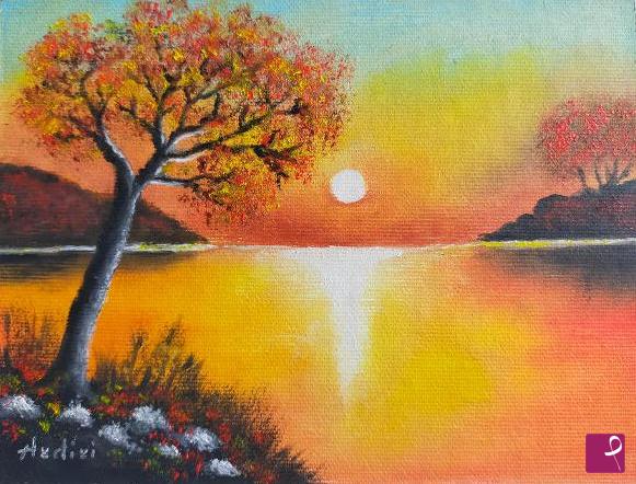 quadri in vendita online - 1336 - TRAMONTO SUL LAGO