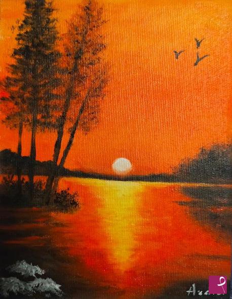 quadri in vendita online - 1337 - TRAMONTO SUL LAGO