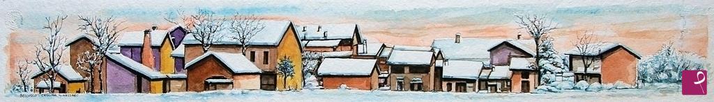 quadri in vendita online - 1383	CASCINA S. NAZZARO con la neve  