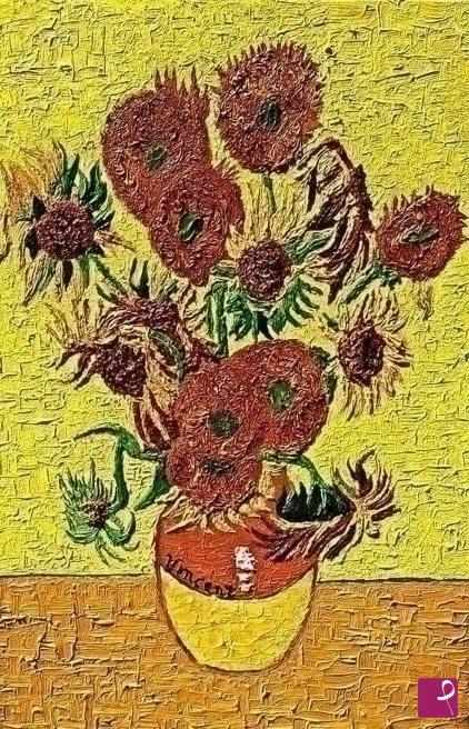 quadri in vendita online - 14 girasoli in un vaso 