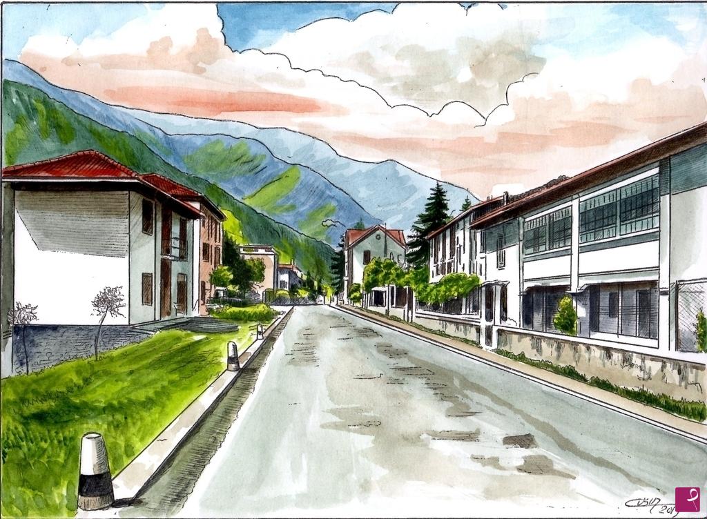 quadri in vendita online - 1437VVC      VEDUTA STORICA DI PIANGAIANO, ENDINE