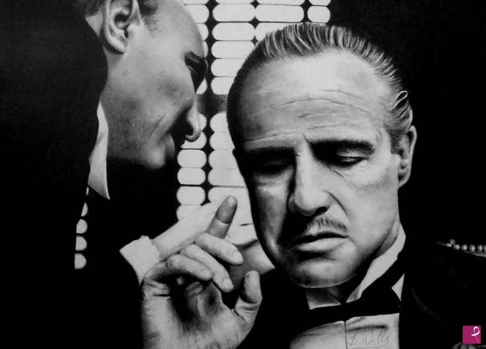 quadri in vendita online - 1977 Drawing of Marlon Brando in "The Godfather"