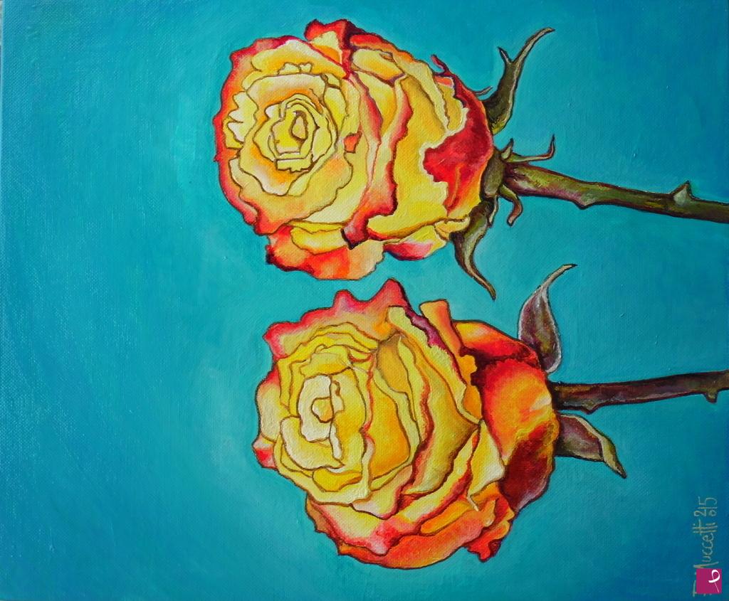 quadri in vendita online - 2 rose gialle