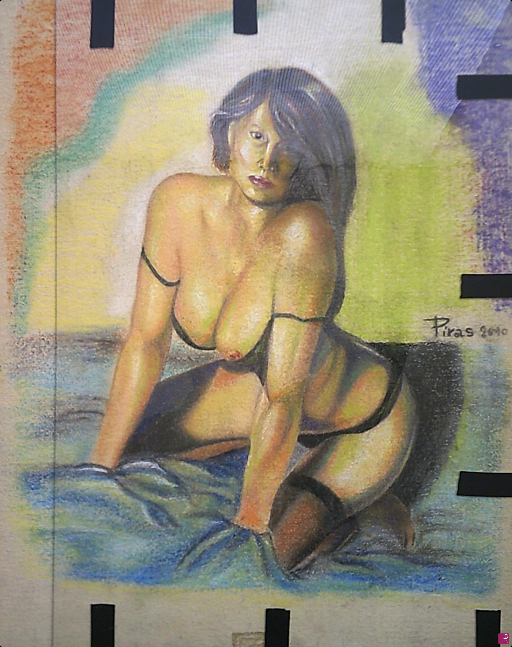 quadri in vendita online - 2010 - Nudo donna seduta bikini