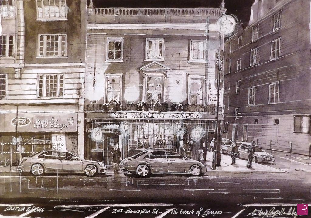 quadri in vendita online - 207 Brompton Road - The bunchof grapes, London
