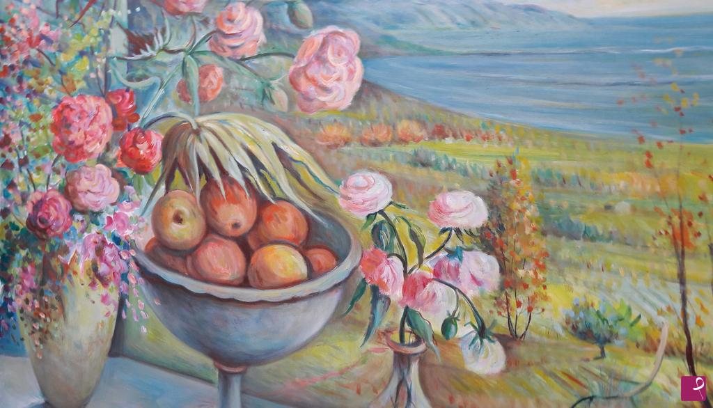 quadri in vendita online - 21 - paesaggio con fiori e frutta