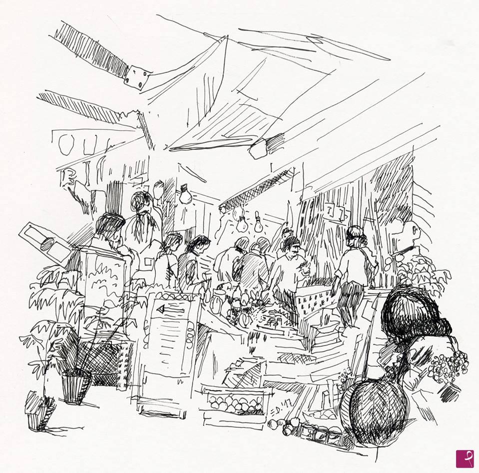 quadri in vendita online - 229. - Mercato (Farmer's market), 2017