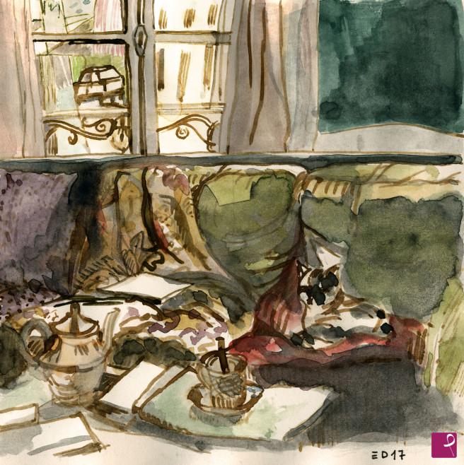 quadri in vendita online - 255. - Interno con gatto (Interior with cat), 2017