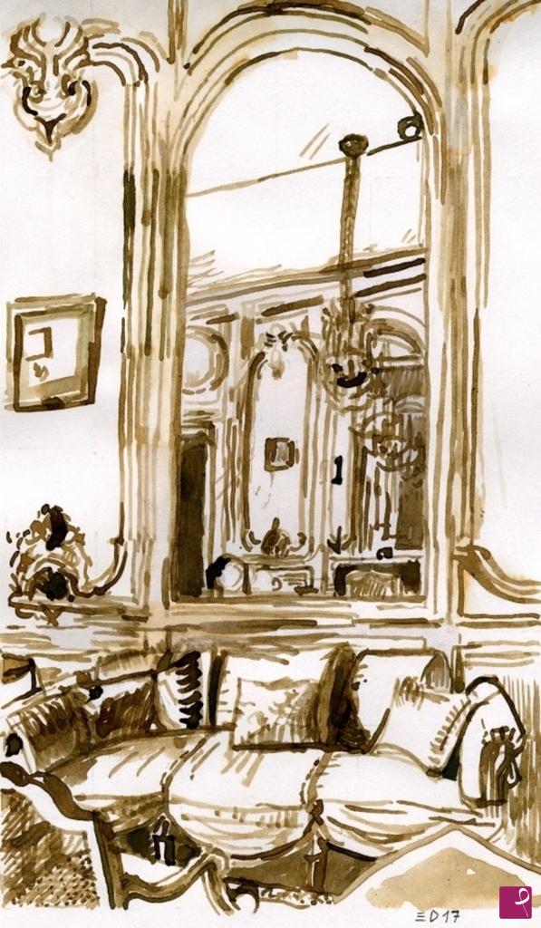 quadri in vendita online - 256. - Interno con specchiera (interior with large wall mirror), 2017