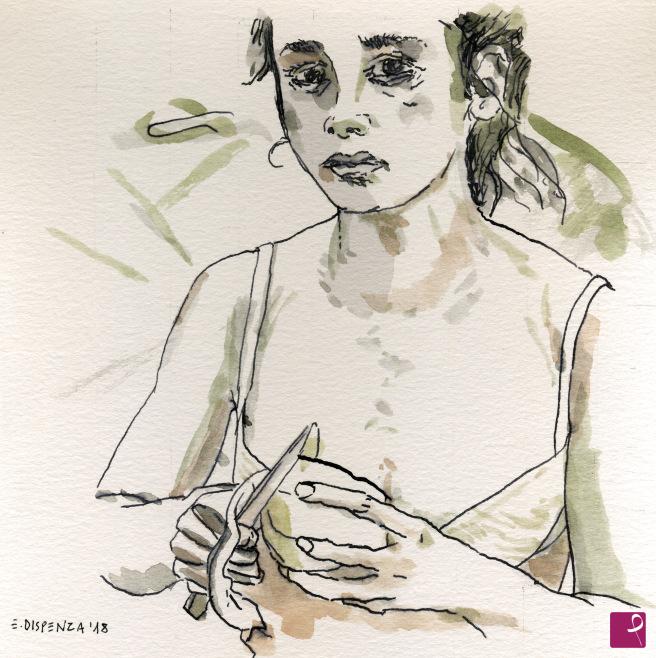 quadri in vendita online - 324. - Ragazza che sbuccia un'arancia (Girl taking the rind off of an orange)