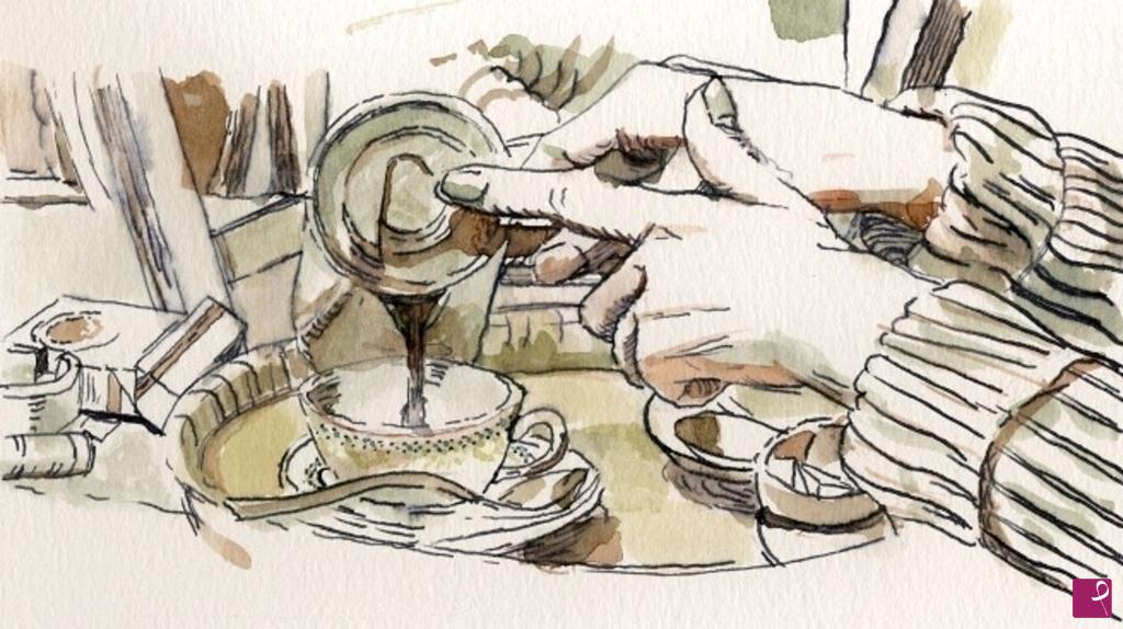 quadri in vendita online - 336. - Intenta a prendere il suo tè (Intent on having her tea), 2018