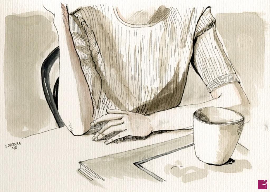 quadri in vendita online - 359. - Intenta a prendere il suo tè (Intent on having her tea), 2018