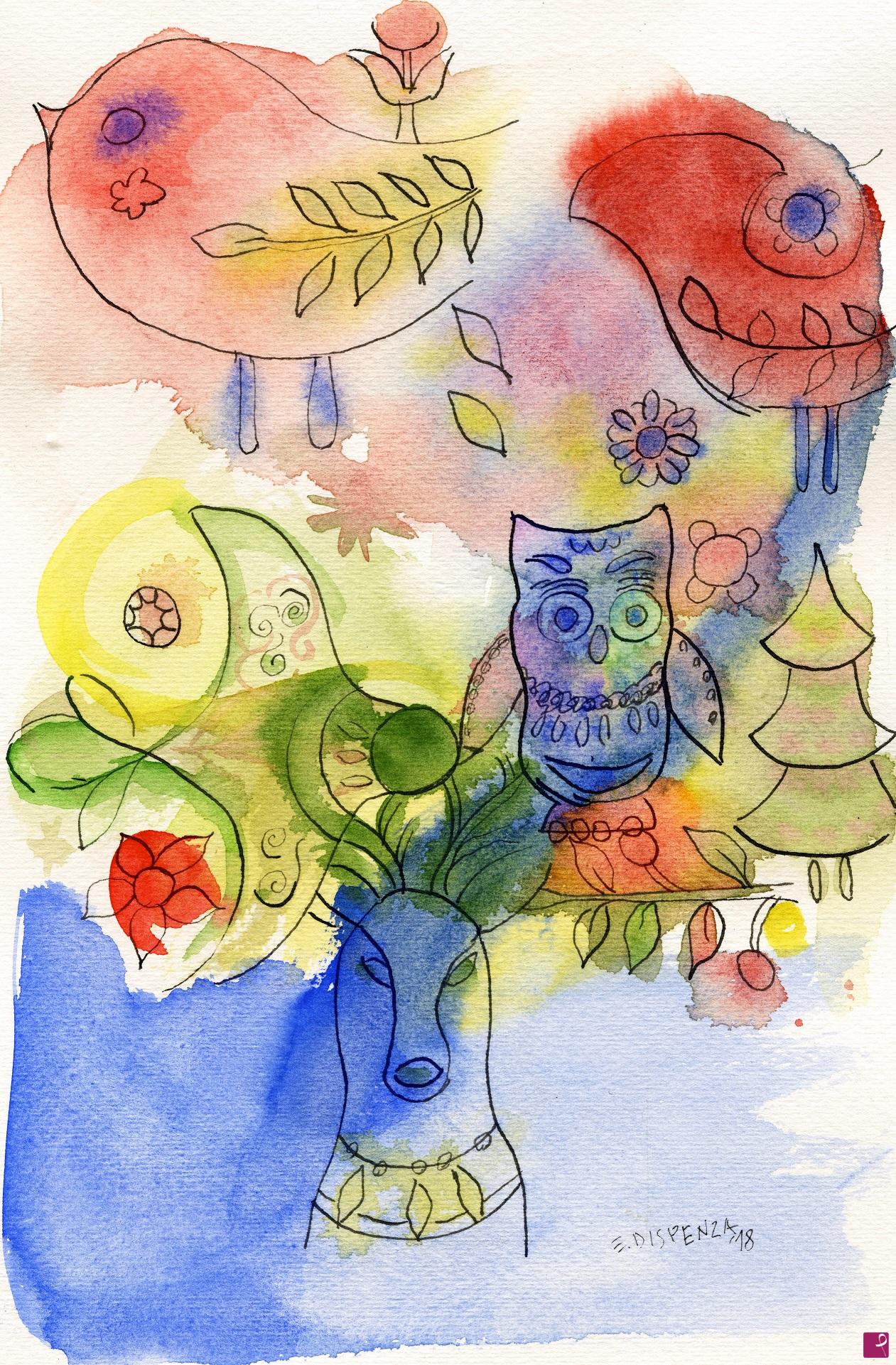 quadri in vendita online - 372. - Owl and friends, 2018