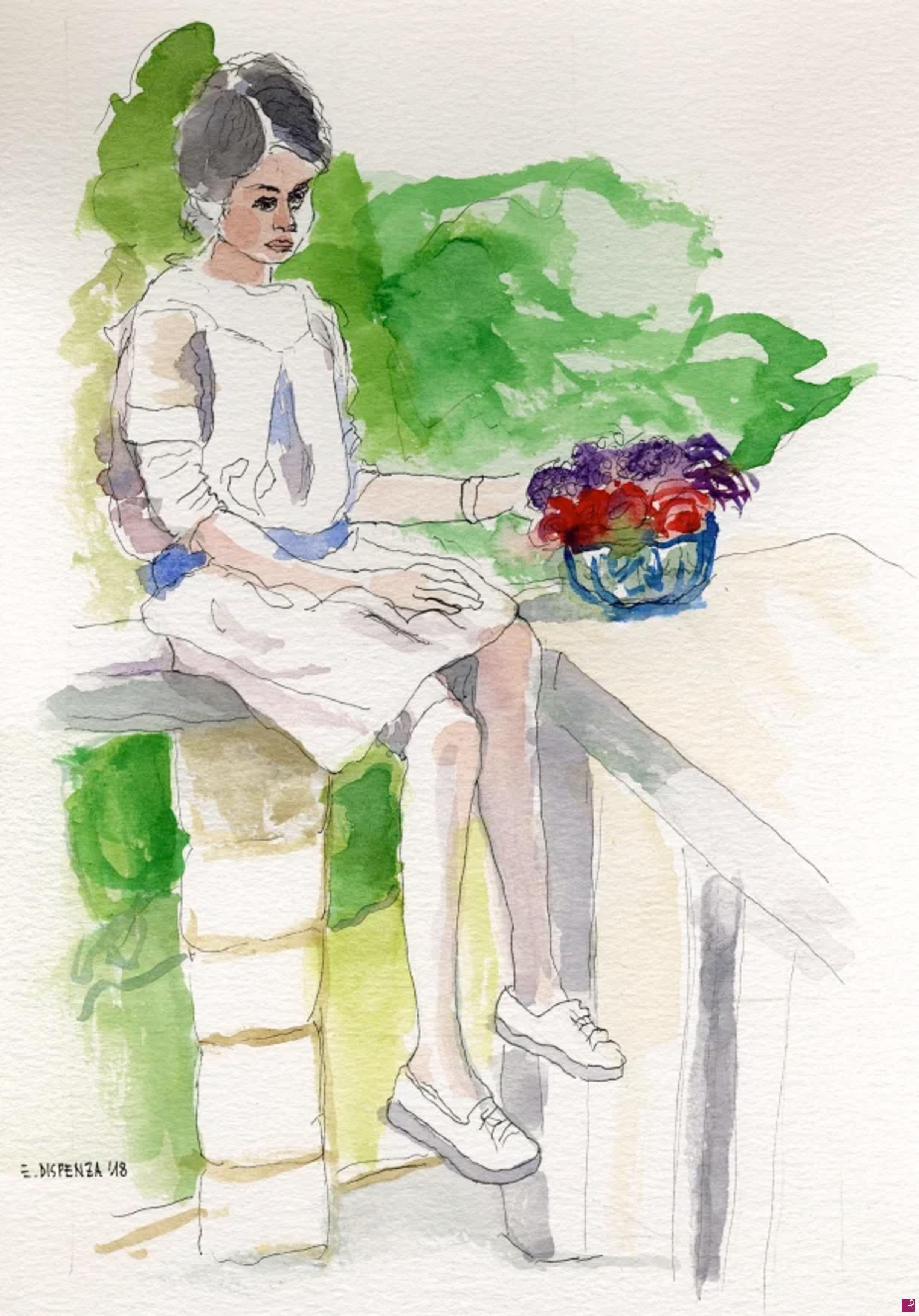 quadri in vendita online - 403. - Fanciulla in terrazza (Maiden on the terrace), 2018