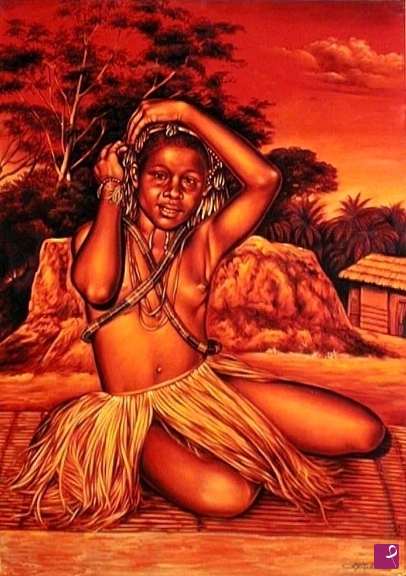 quadri in vendita online - 412VVC 	Giovane danzatrice, Congo   