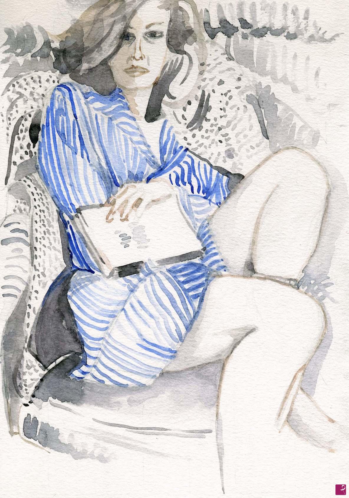 quadri in vendita online - 439. - Donna seduta in poltrona (Woman sitting in her armchair), 2019