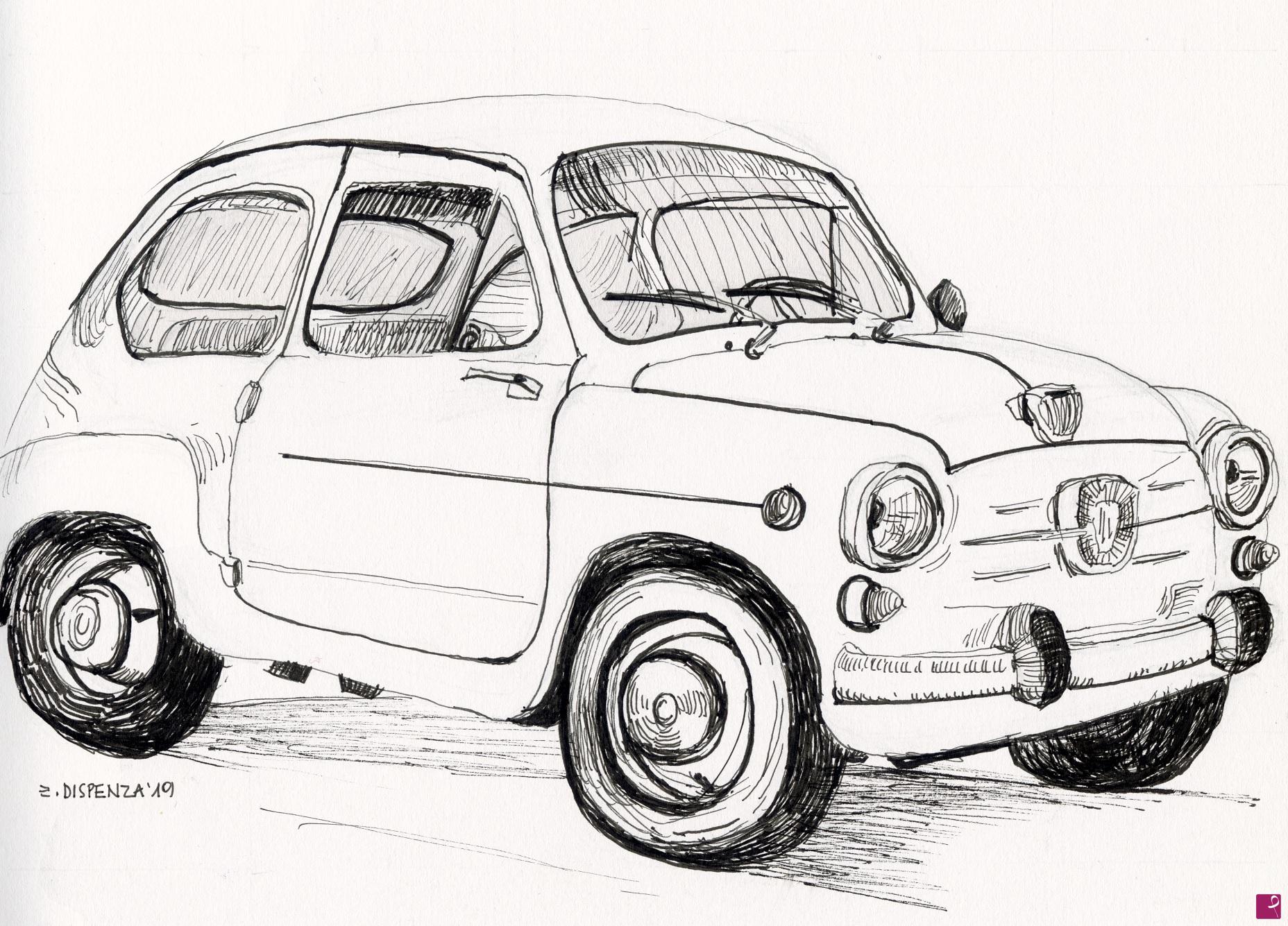 quadri in vendita online - 447. - FIAT 600 | FIAT 600 Italian economic miracle icon (2019)