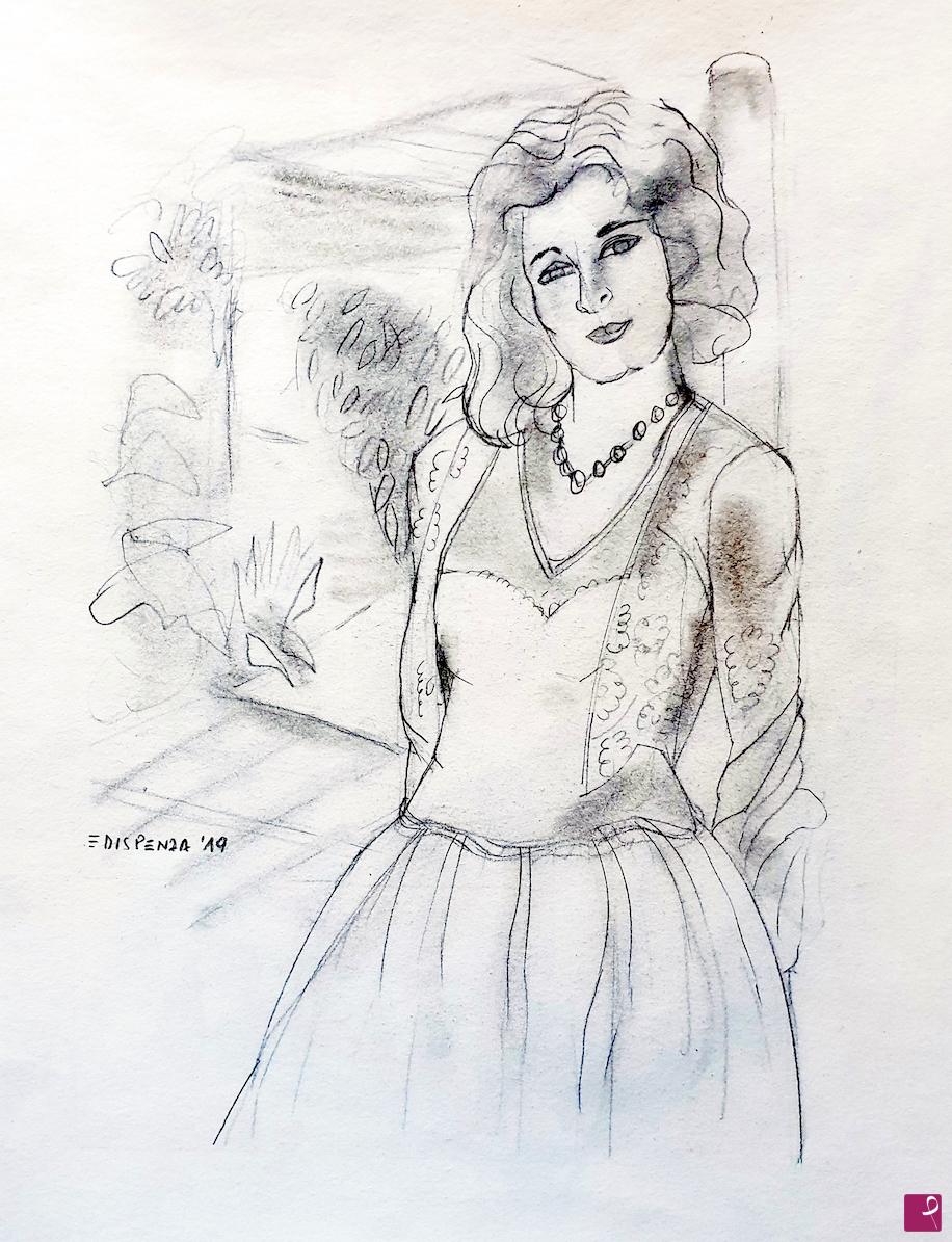 quadri in vendita online - 453. - Donna in terrazza (Woman on the terrace), 2019