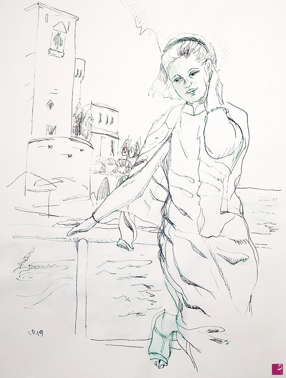 quadri in vendita online - 462. - Ragazza che posa per una foto (Girl posing for a picture), 2019