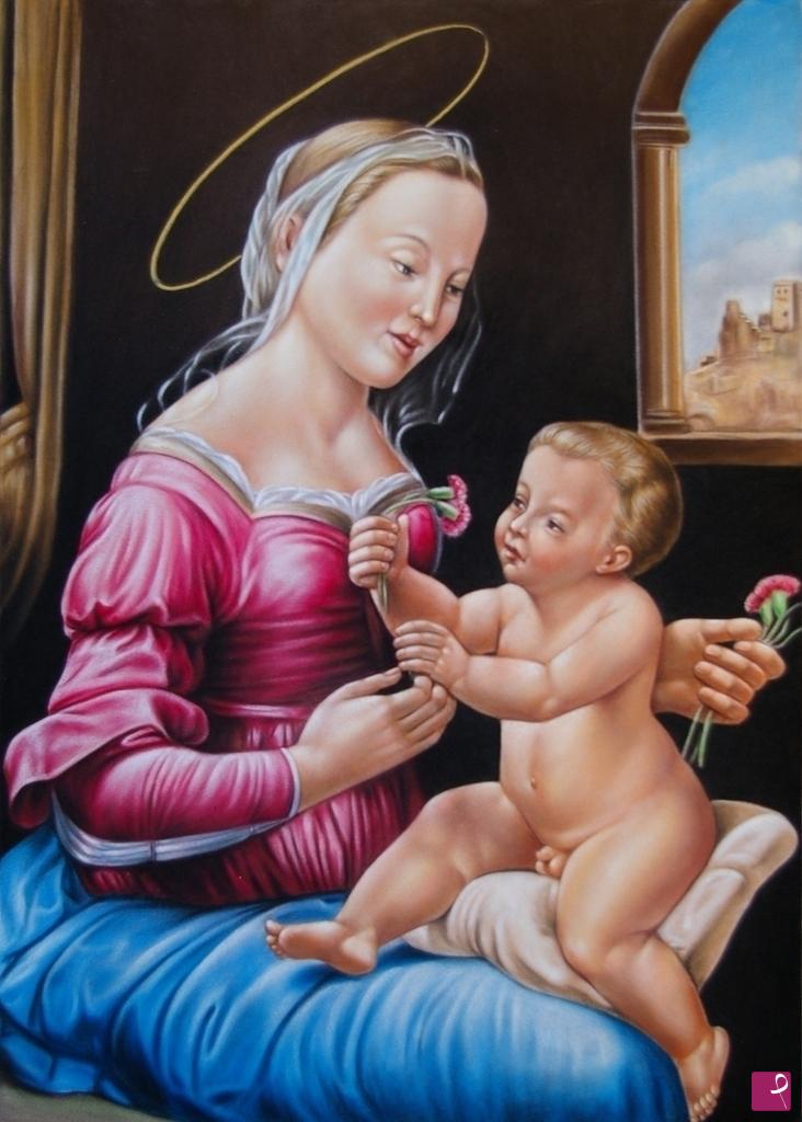 quadri in vendita online - 629	Madonna del Raffaello, particolare - Riprod. Cusin, Vittorio Vallarin –