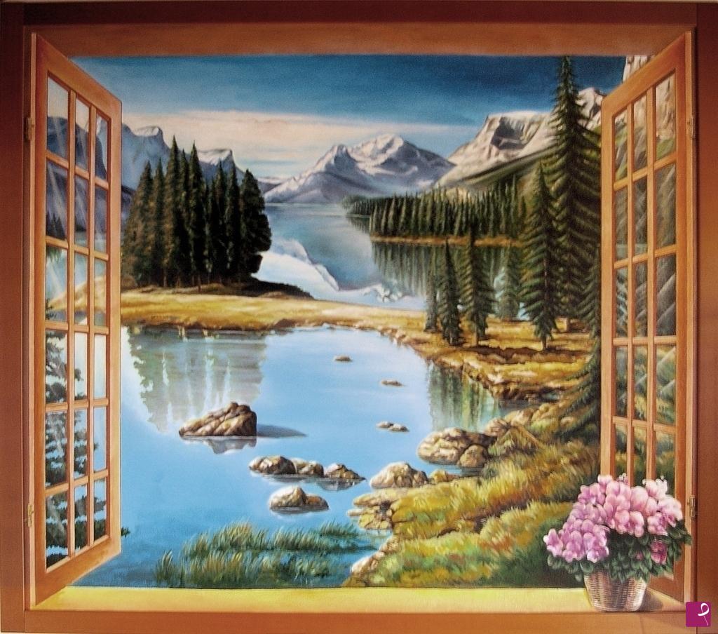 quadri in vendita online - 932VVC        Trompe l'oeil – Montagne Rociose del Canadà, 