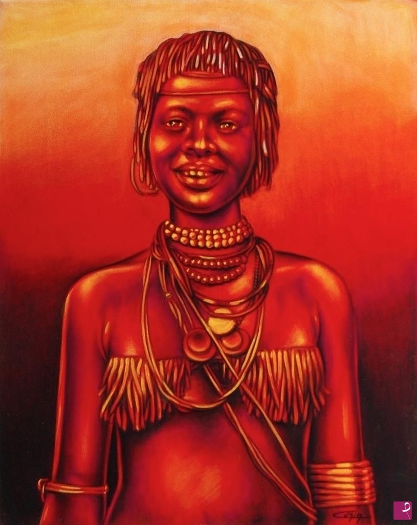 quadri in vendita online - 972VVC 	Giovane donna africana,   