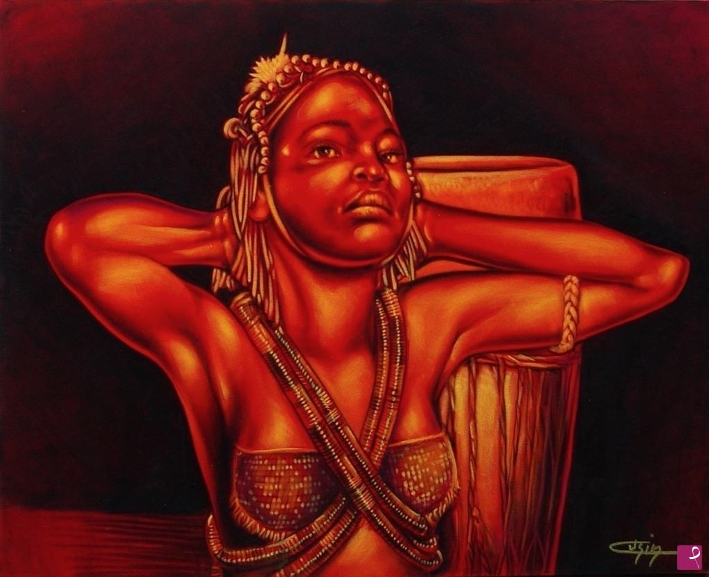 quadri in vendita online - 985VVC 	Danzatrice africana,  