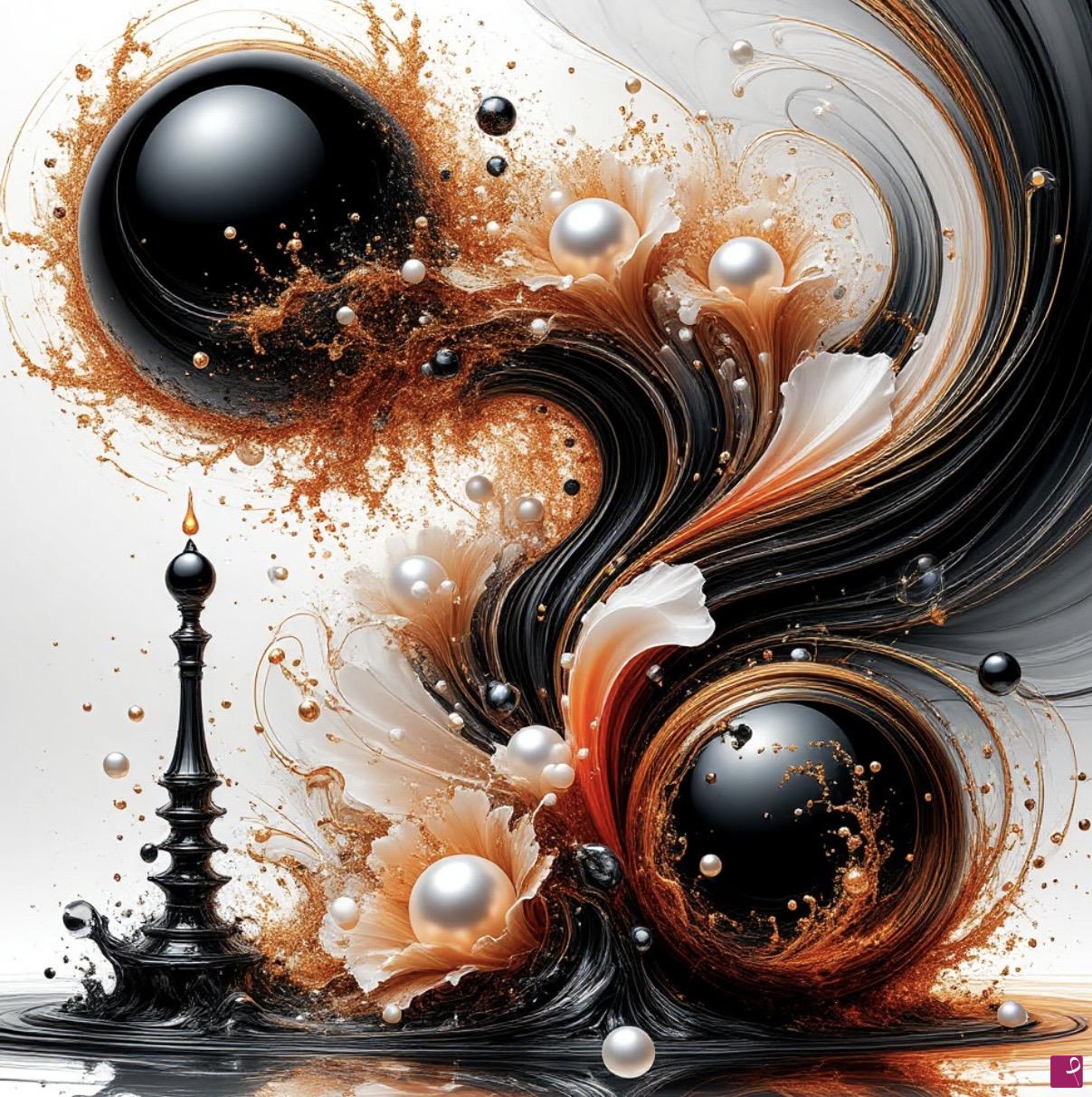 quadri in vendita online - A candle and two black spheres