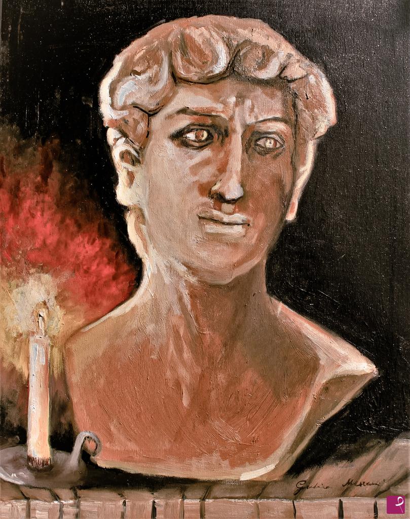 quadri in vendita online - A candlelight night in the artist studio Painting