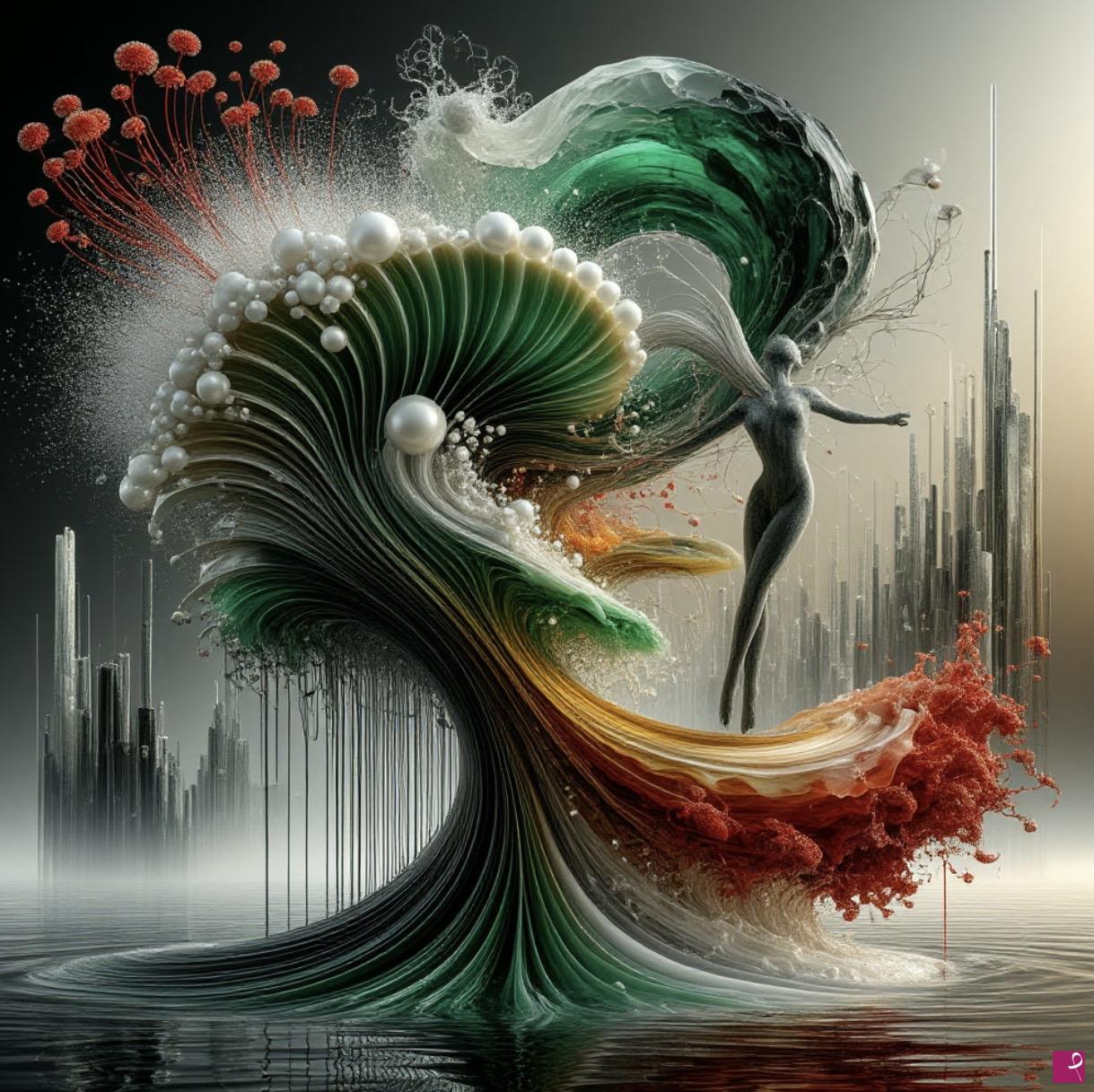 quadri in vendita online - A girl dancing in the wind