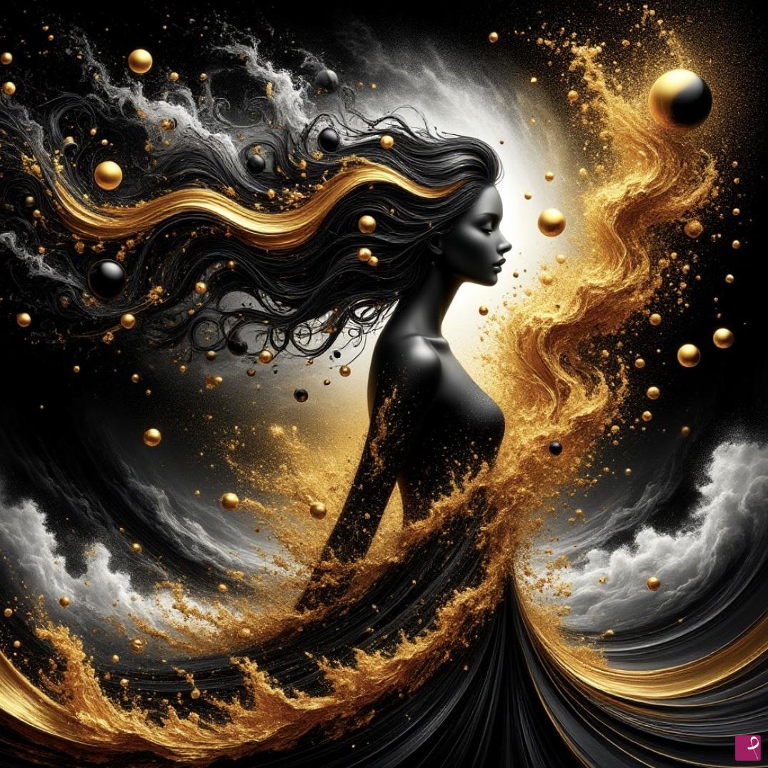 quadri in vendita online - A girl in gold dust