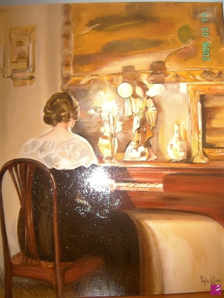 quadri in vendita online - A LADY PLAYING THE SPINET