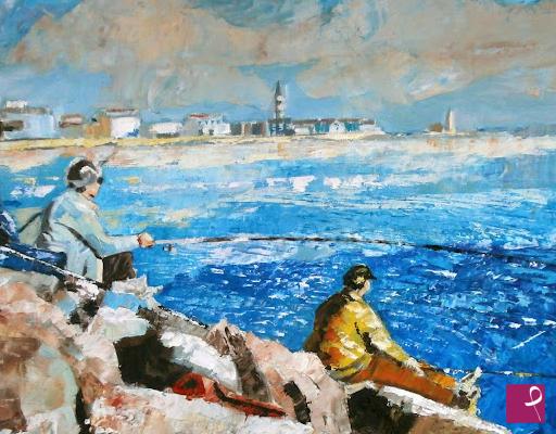 quadri in vendita online - A pesca di cefali (Caorle), febbraio 2012