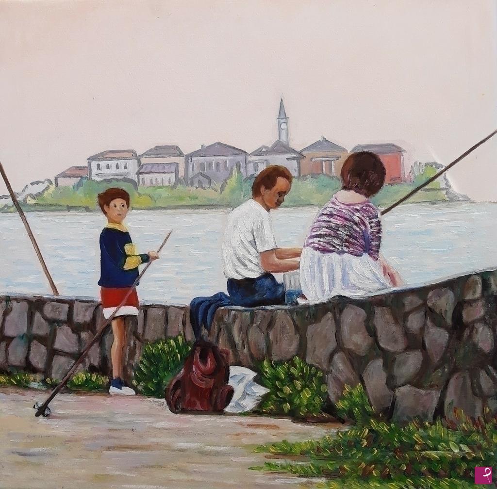 quadri in vendita online - A PESCA NEL LAGO MAGGIORE (2021)
