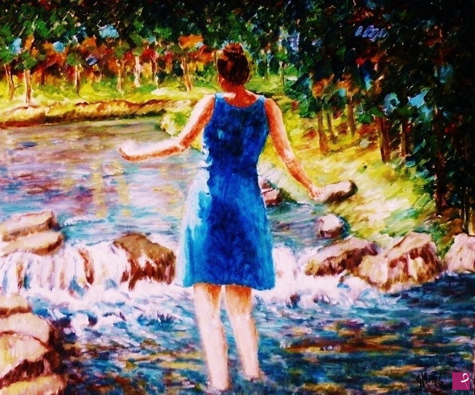 quadri in vendita online - A PIEDI NUDI NELL'ACQUA 